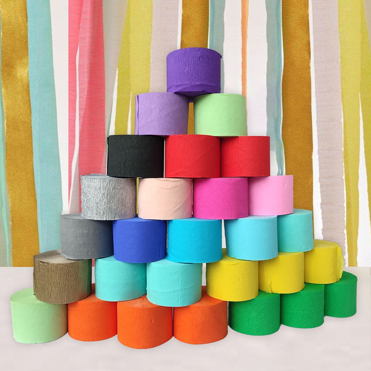 1/3/6Pcs Colored Crepe Paper Roll Crinkled DIY Halloween Origami Birthday Party Wedding Baby Shower Backdrop Decoration