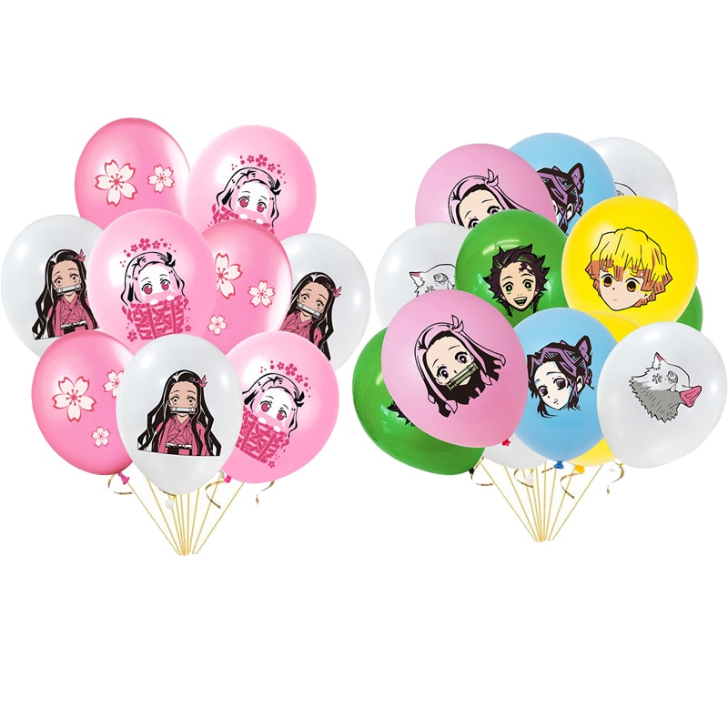 10/20Pcs Anime Demon Slayer Kimetsu No Yaiba Theme Kids Happy Birthday Decoration Latex Balloon Party Decoration Balloon Decor