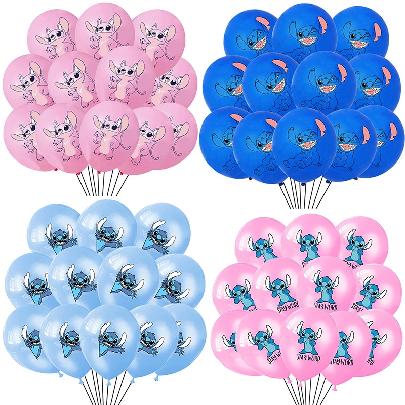 10PCS 12Inch Disney Lilo and Stitch Latex Balloon Set Globo Boy Girl's Birthday Party Baby Shower Party Decorations Kid Toys