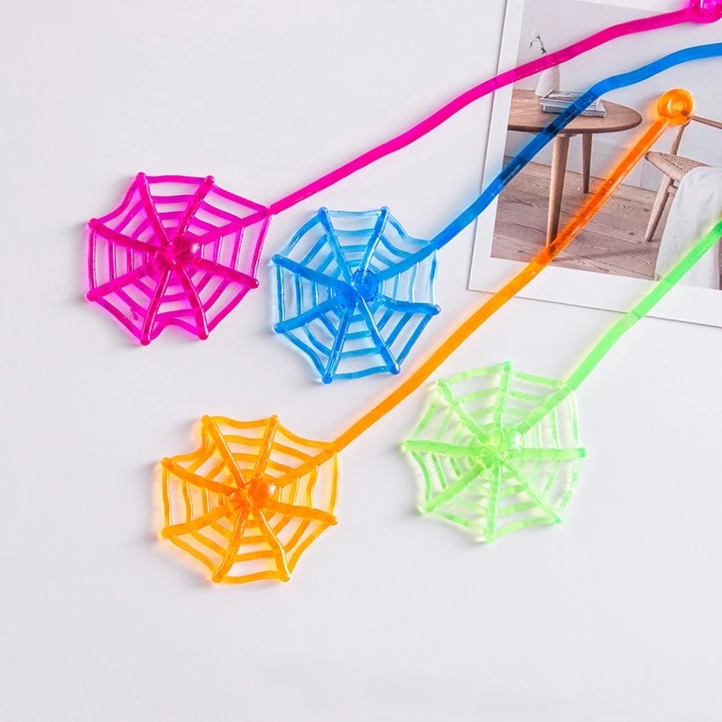 15Pcs Elastically Stretchable Sticky Spider Web Climbing Novelty Toys for Kids Birthday Party Favors Halloween Party Decorations