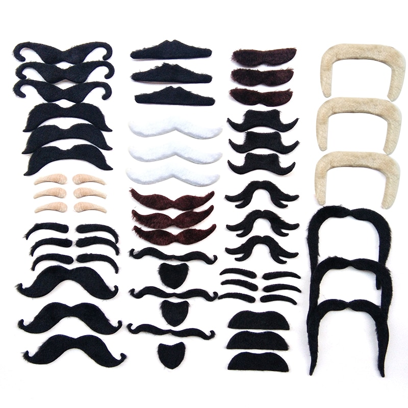 48pcs Funny Costume Pirate Party Mustache Cosplay Fake Moustache Fake Beard For Kids Adult Halloween Party Decoration
