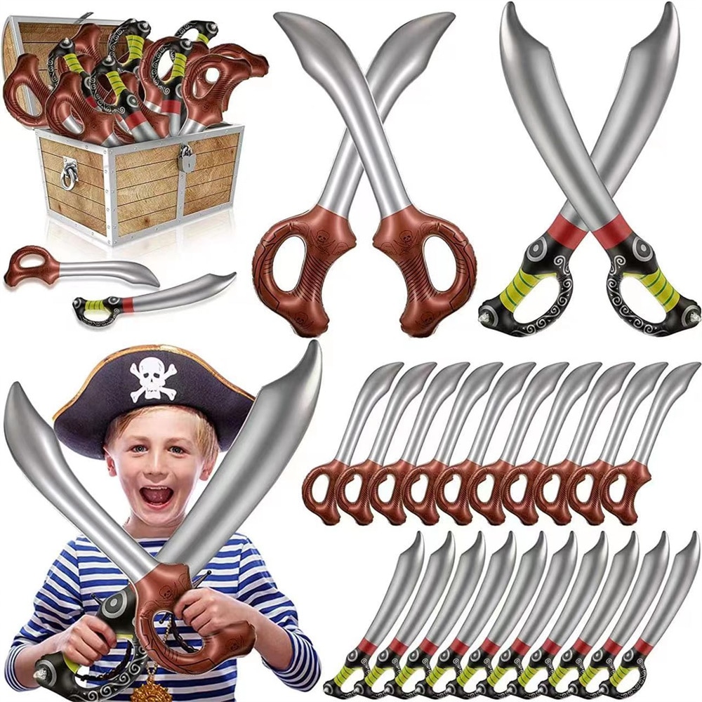 5Pcs Inflatable Outdoor Fun Game Playing Birthday Party Favors Pirate Toy Sword Stage Props Inflated PVC Children Cosplay Supply