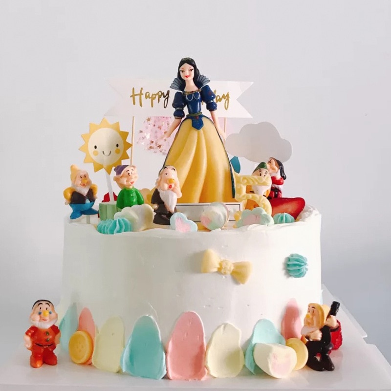 8pcs Disney Snow White and the Seven Dwarfs Action Figure Toys Cake Topper Cake Decor Princess collection toys for kids gift