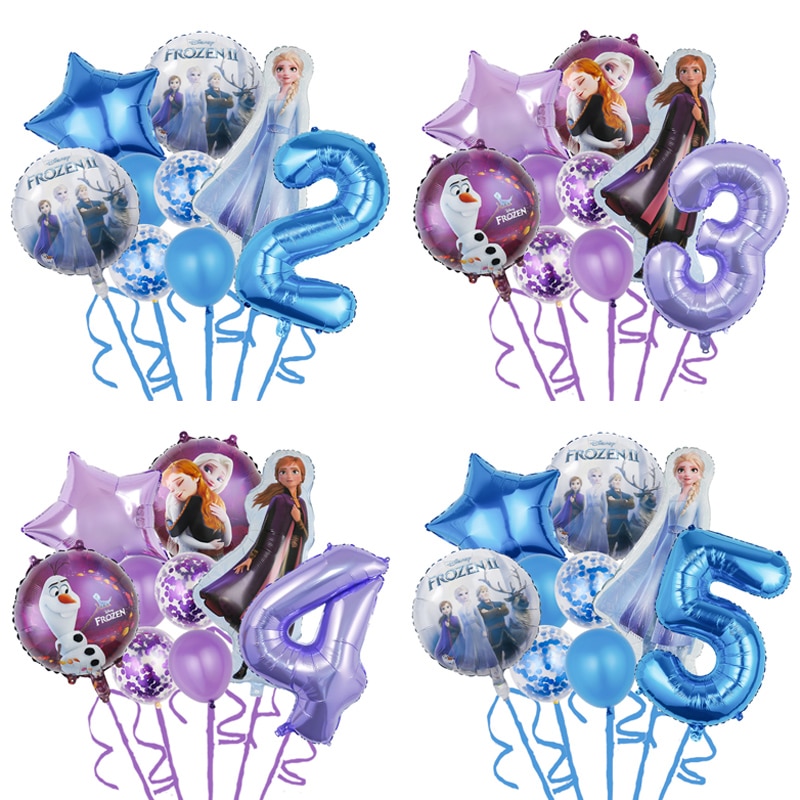 9pcs Frozen Birthday Party Decorations Kids Disney Elsa Anna Cartoon Snow Queen Princess Foil Balloons Air Inflatable Globos