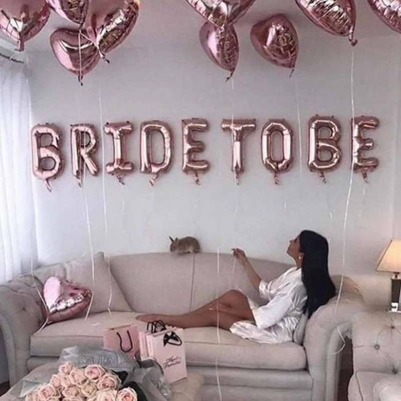 9Pcs Rose Gold Bride To Be Letter Foil Balloon Wedding Decoration Baby Shower Valentines Day Party Bride Balloon Gift Supplies