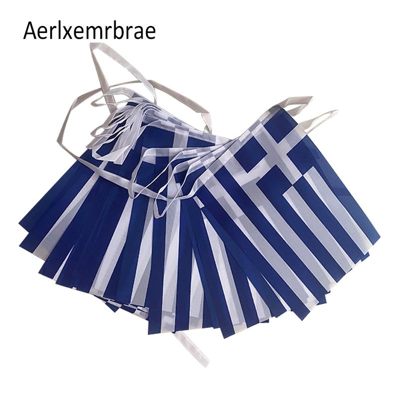 Aerlxemrbrae 20pcs/lot greece bunting flags 14x21cm Pennant greece String Banner Buntings Festival Party Holiday