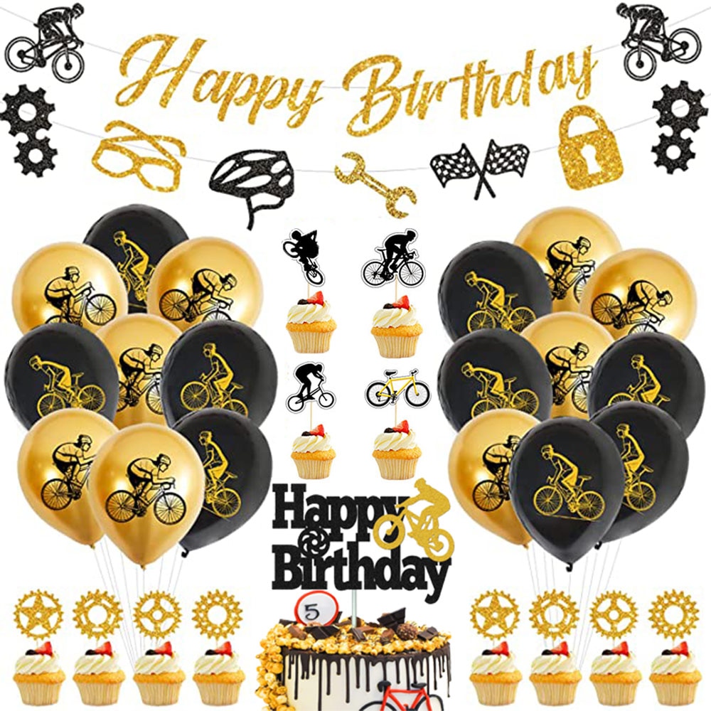Bike Birthday Party Decorations Bicycle Latex Balloons for Kids Birthday Baby Shower Wedding Cake Topper Banner Party Supplies