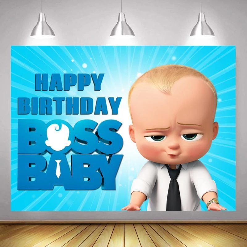 Cartoon Baby When Boss Blue Party Background Boy Birthday Party Decorates Supplies Children Photo Photography Studio Backdrop
