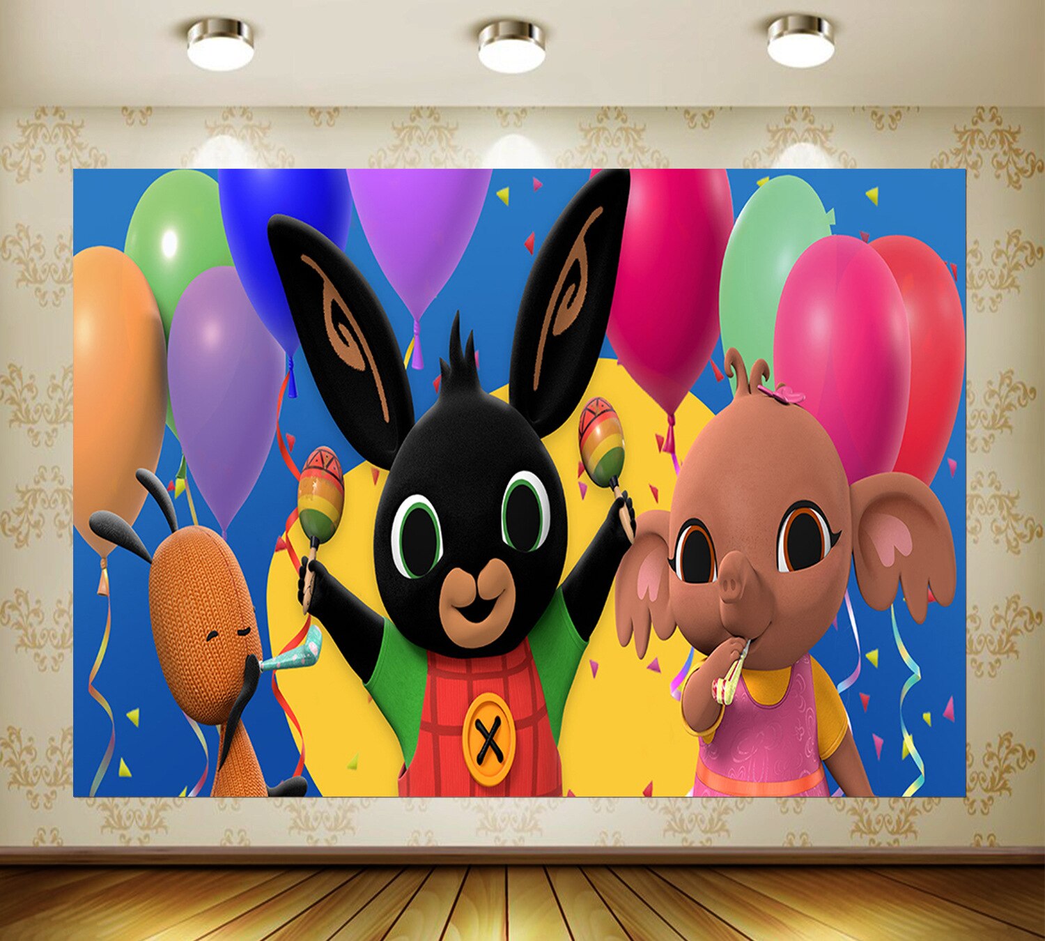 Cartoon Bing Rabbit Children's Birthday Party Background Cloth Interior Decoration Photography Background Cloth Studio Wholesale