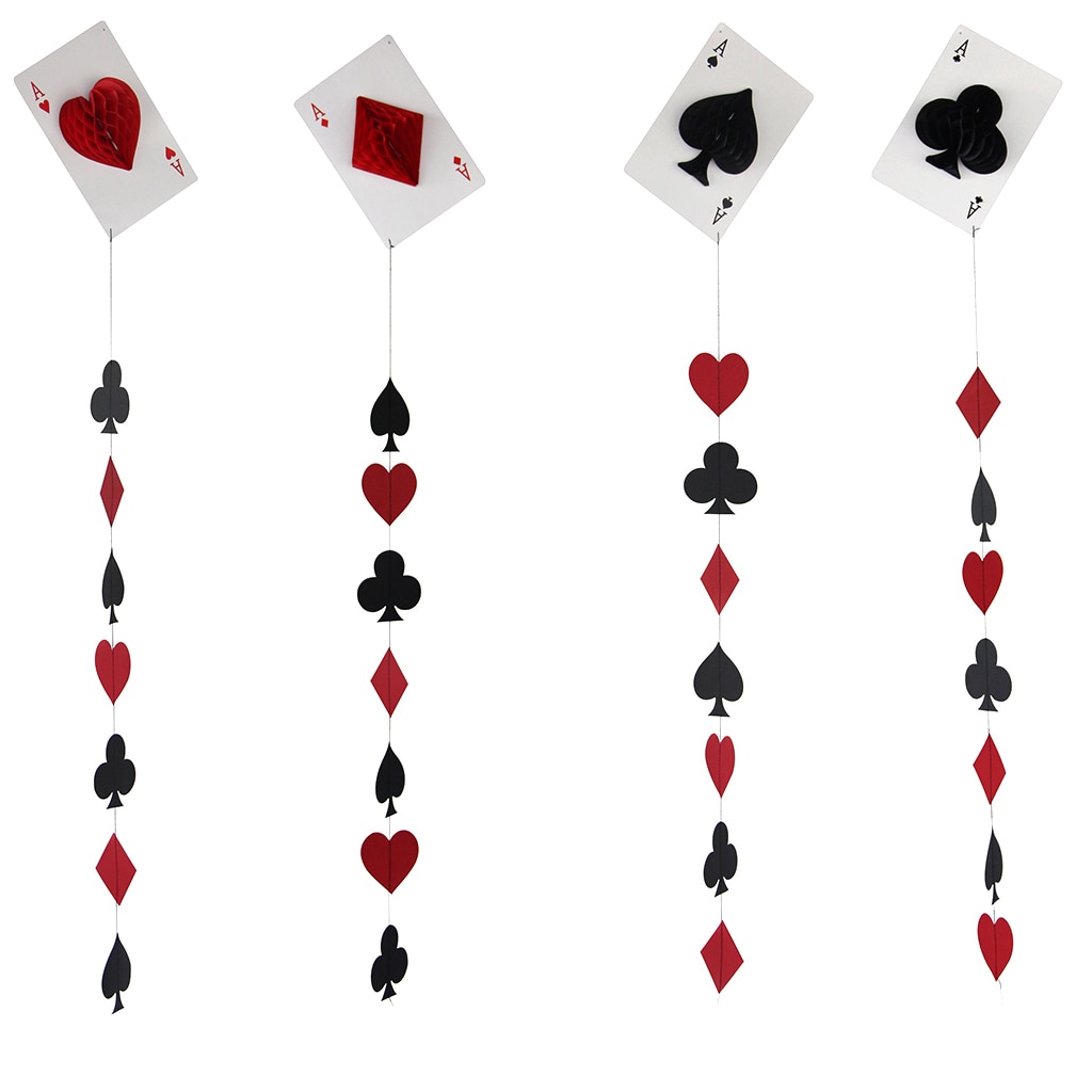 Casino Theme Party Honeycomb Spade/Heart/Diamond/Club Hanging Decoration