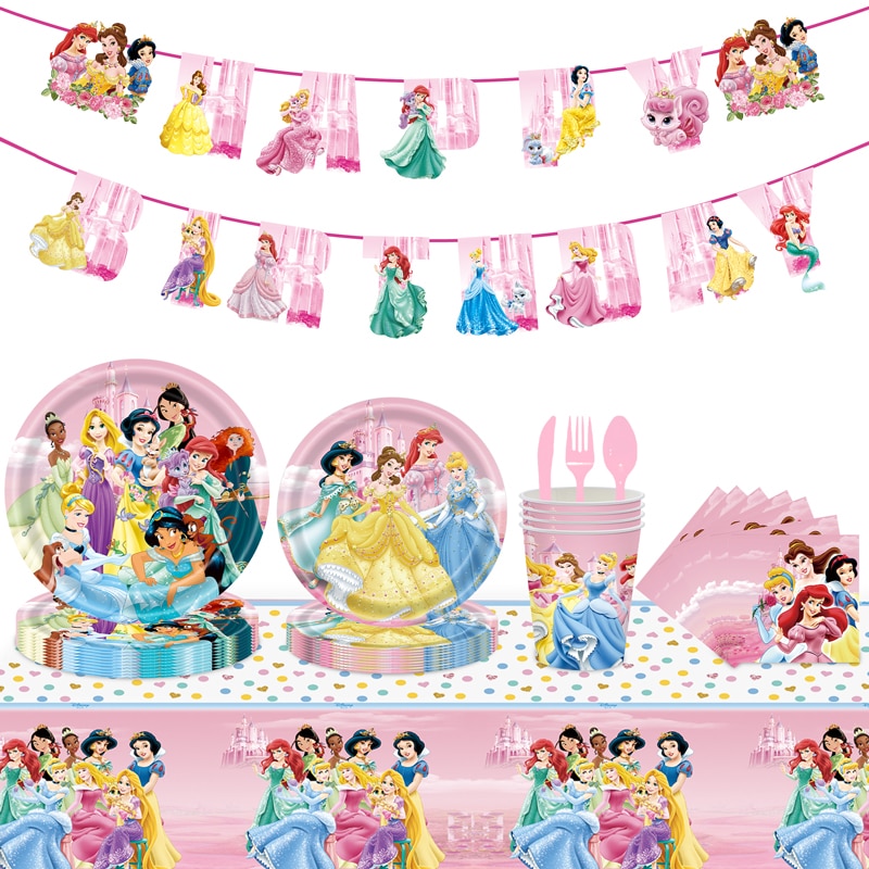 Disney New princess Baby Shower Party cake Decoration Birthday Party Decor Girl Party Cup Plate Disposable tableware Supplies