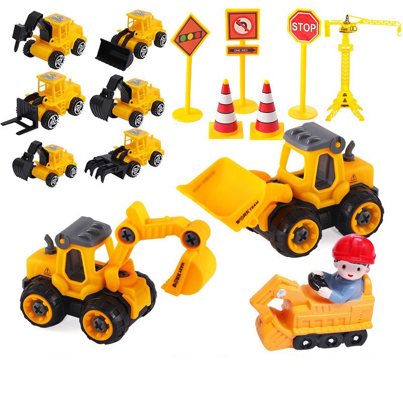 Engineering Vehicle Cake Decorations Roadblock Sign Excavator Cake Topper Kids Boys Happy Construction Car Birthday Party Favors