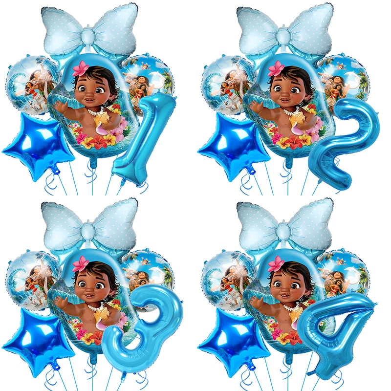 Moana Princess Balloons Birthday Party Decoration 32inch Number Balloon Set Moana Baby Shower Maui Foil Balloon Party Supplies