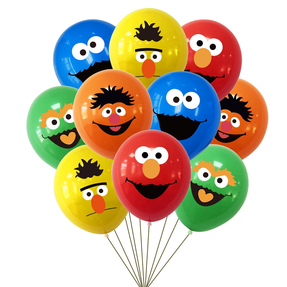 New Sesame Street Theme Children's Birthday Party Decorative Products 12-inch Latex Balloon Big Bird Printing Anniversary