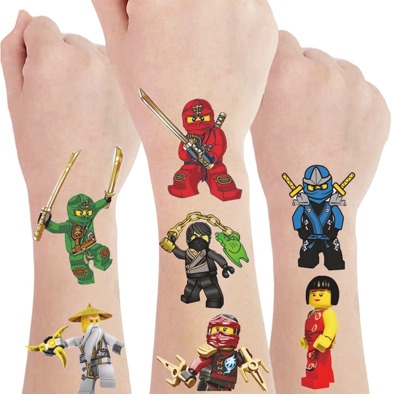 Original Ninja Tattoo Stickers Ninjagoing Action Figure Cartoon Children's Temporary Tattoos 1pcs Kids Boys Girls Birthday Gift