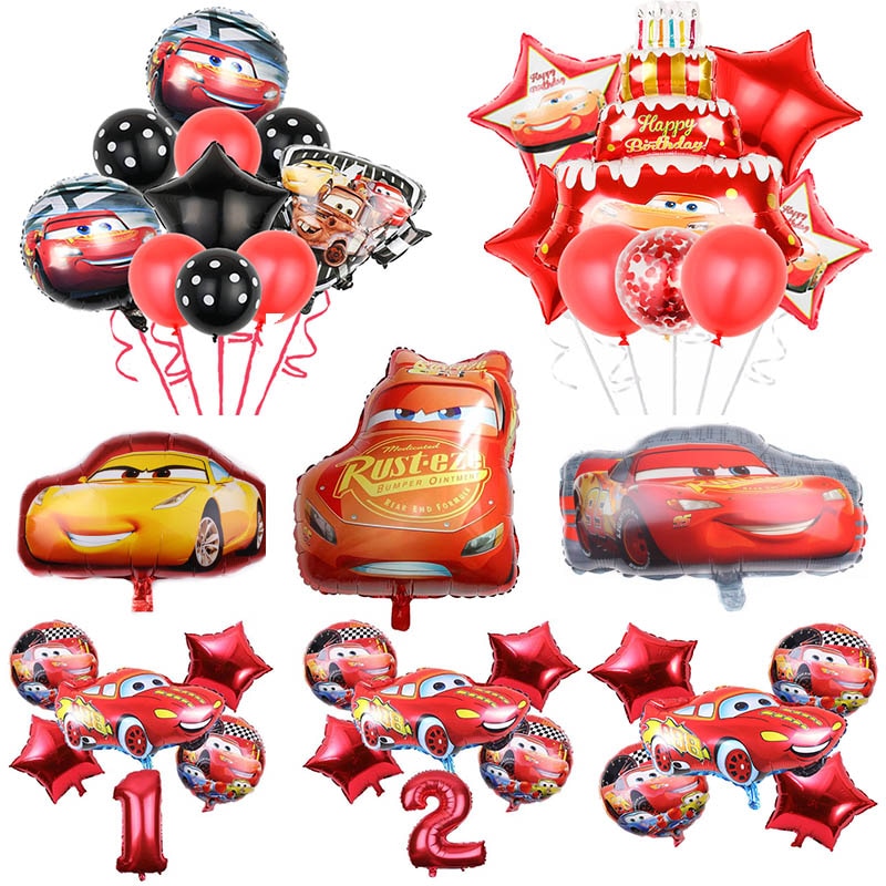 Racing Car Foil Balloons Disney Cartoon McQueen Car Happy Birthday Party Decorations Baby Shower Kids Toys Handheld Air Balloons