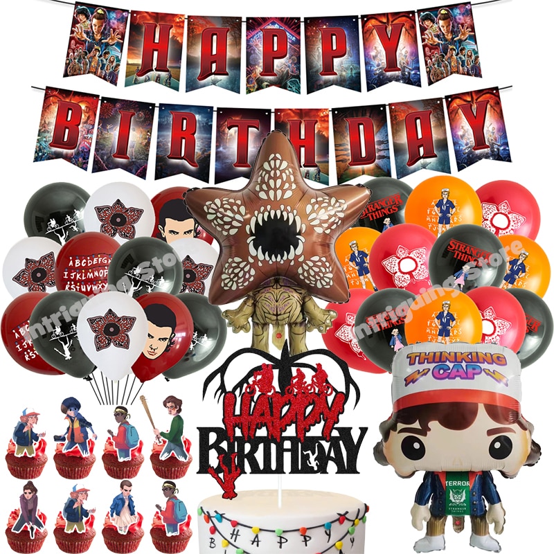 Stranger Things Balloon Sets Eleven Things ST Banner Cake Topper Birthday Party Decoration Baby Shower Boy Girl Party Supplies